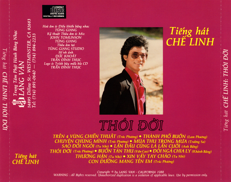 [MDX] Đĩa CD Nhạc Vàng Chế Linh - Thói Đời