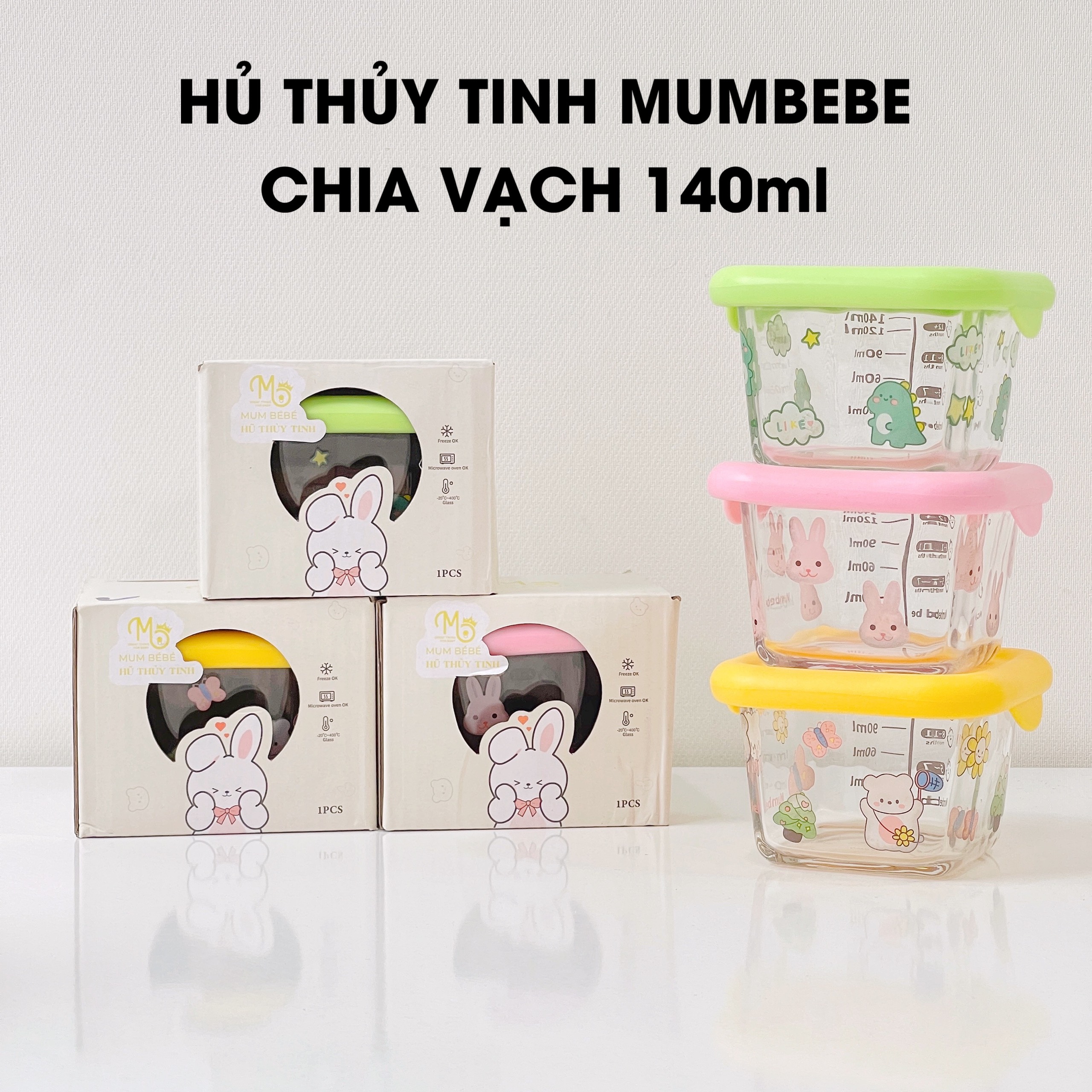 Bát Thuỷ Tinh Đựng Đồ Cho Bé Ăn Dặm Có Vạch Chia Ml - Hộp Trữ Đông Thực Phẩm Có Nắp Cho Bé Và Gia Đình