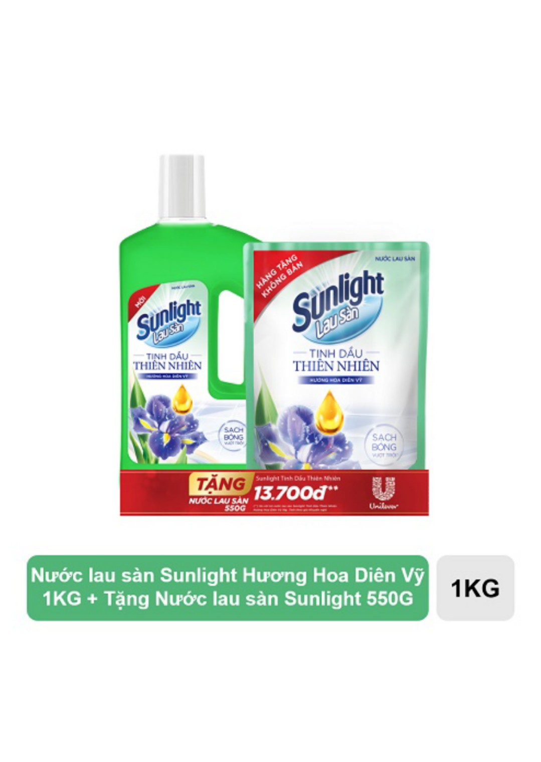 [ tặng kèm 1 túi lau sàn 550gr] Nước lau sàn sunlight lily/ hoa diên vỹ 1 lít