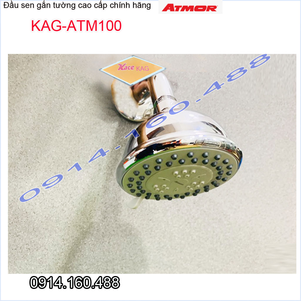Đầu sen phun mưa Atmor KAG-ATM100 gắn tường ren D21, bát sen tắm đứng nước mạnh siêu bền hàng nhập khẩu 100%
