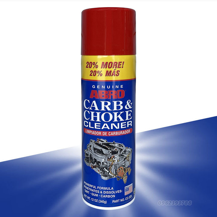 Vệ sinh bình xăng con ABRO CC-220 Làm sạch cổ hút gió họng ga bộ chế hòa khí ô tô xe máy