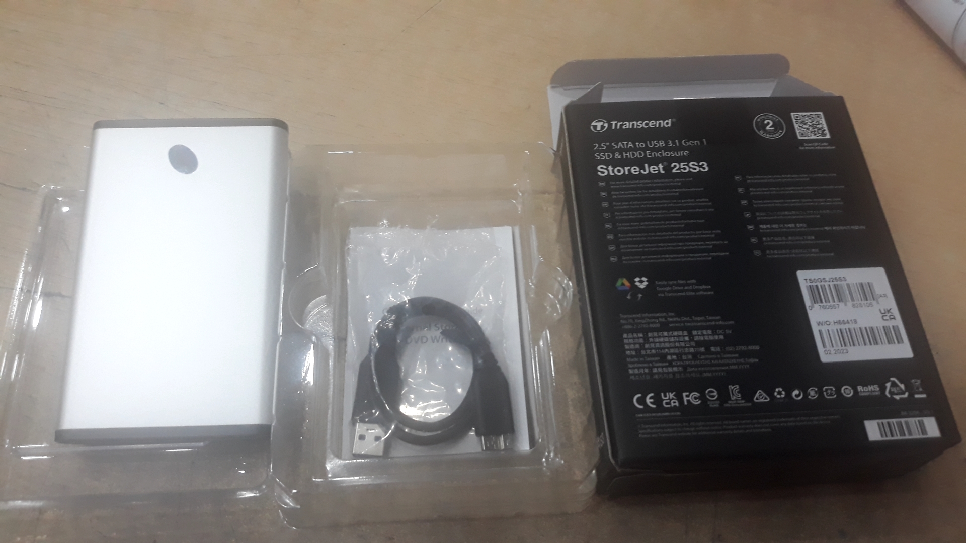 Hộp đựng ổ cứng HDD Box 2.5" Transcend 25S3 (Bạc) Chính Hãng
