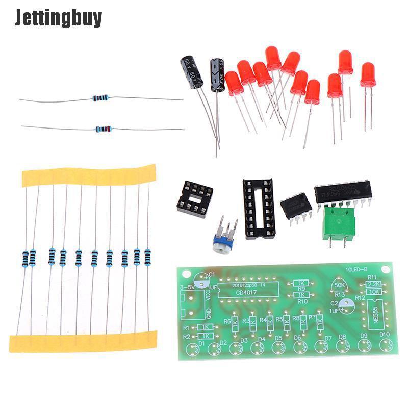 Jettingbuy LED Chaser Đèn Nước Chảy Mô-đun Ne555 + Bảng Mạch Pcb Cd4017 Bộ Dụng Cụ Tự Làm