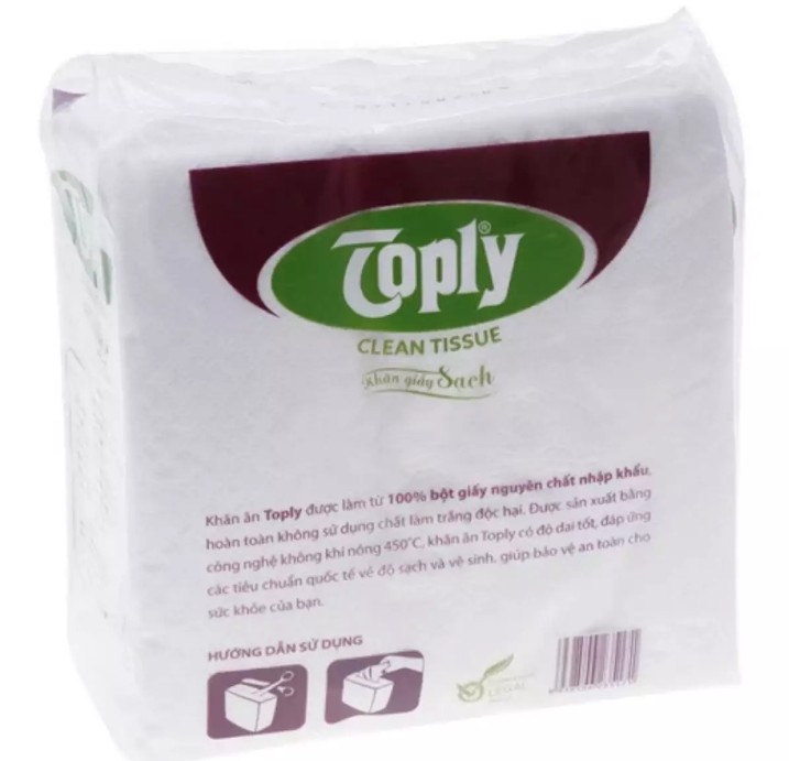 Combo 2 bịch Khăn giấy vuông Toply bịch 100 tờ