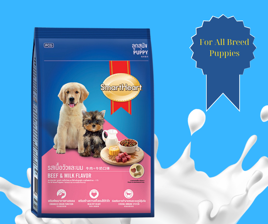 Thức ăn cho chó con SMART HEART – Beef & Milk Flavor