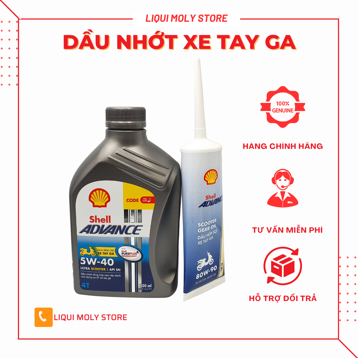 COMBO NHỚT SHELL ADVANCE ULTRA SCOOTER VÀ NHỚT LÁP SHELL THÁI LAN