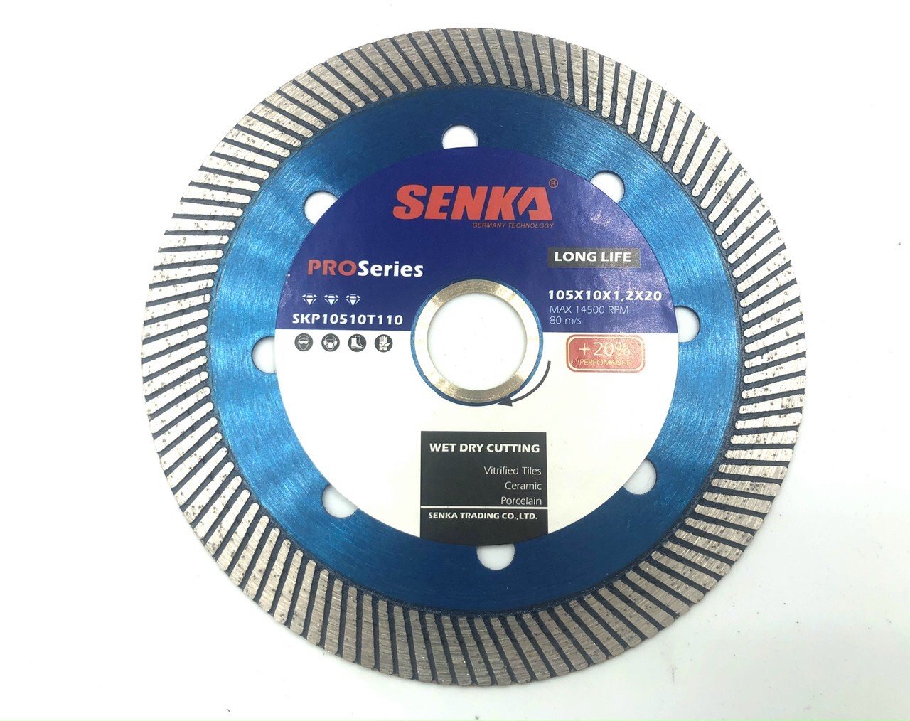 Lưỡi cắt gạch đa năng Senka 1T (105*10*1.2/20mm) (Gạch men bóng kính/Đá khối/Bê tông)