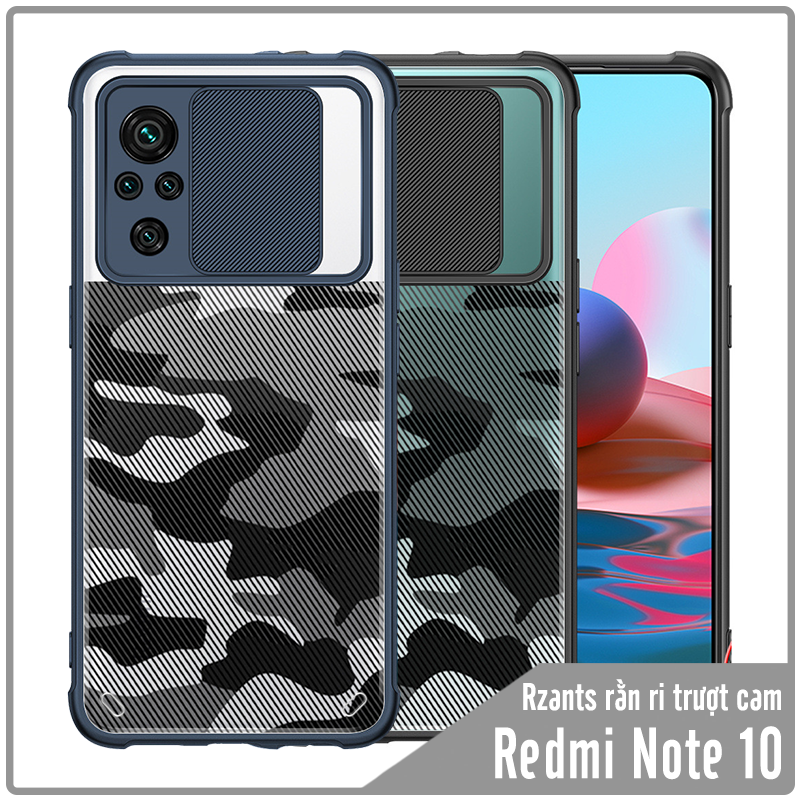 Ốp lưng cho Xiaomi Redmi Note 10 Rzants rằn ri trượt camera V2