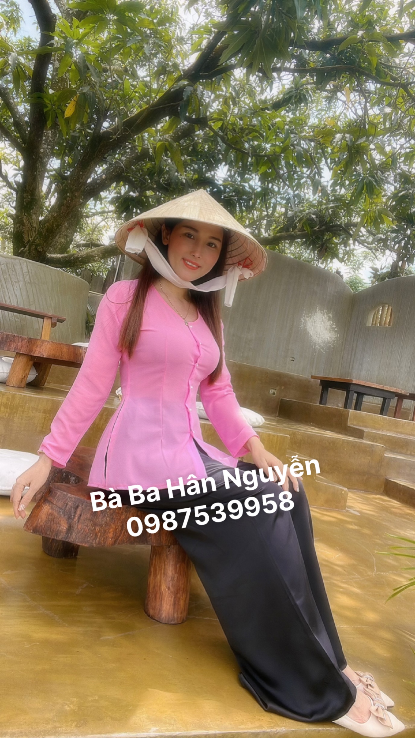ÁO BÀ BA LỤA TRƠN CỔ TIM KÈM QUẦN