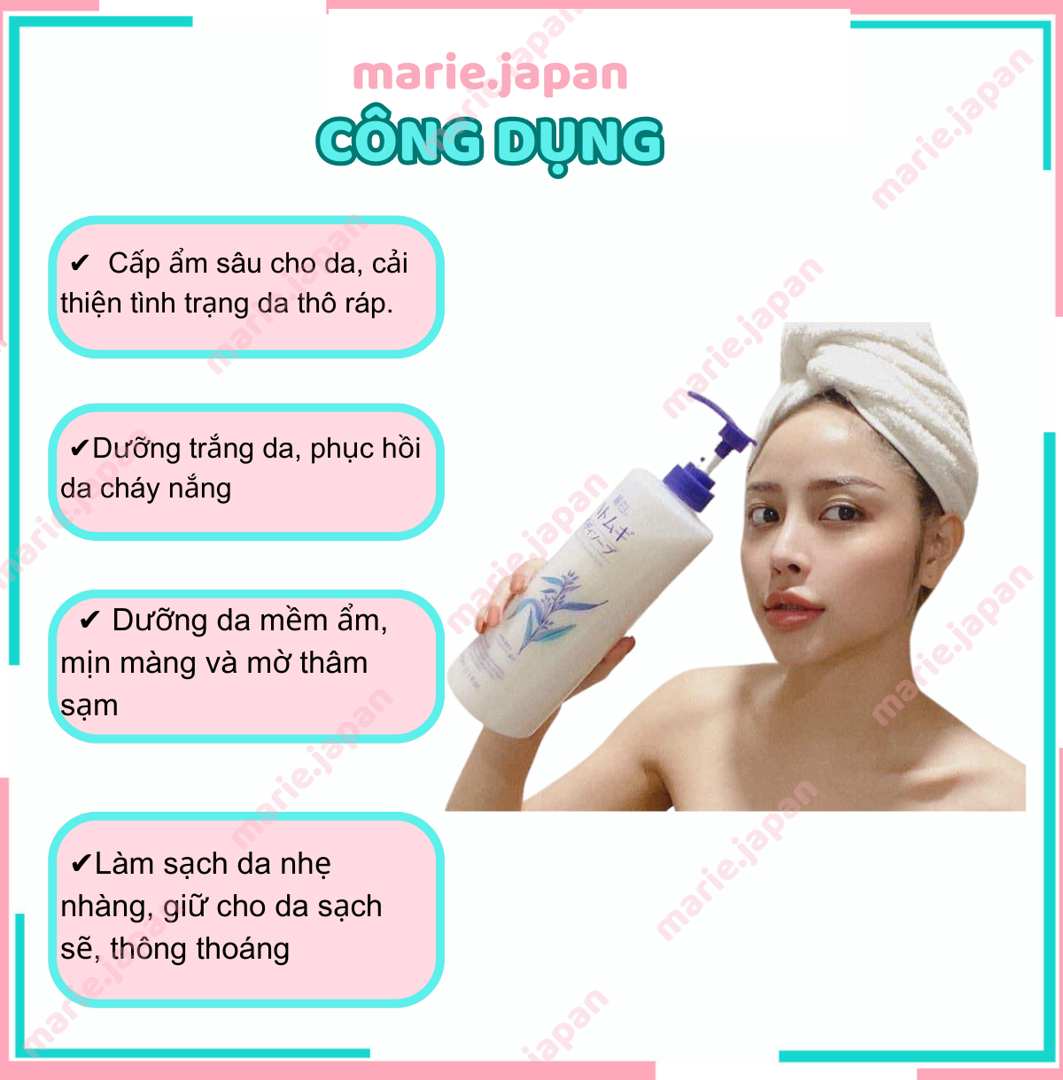 Sữa Tắm Trắng Da Hạt Ý Dĩ Hatomugi 800ml