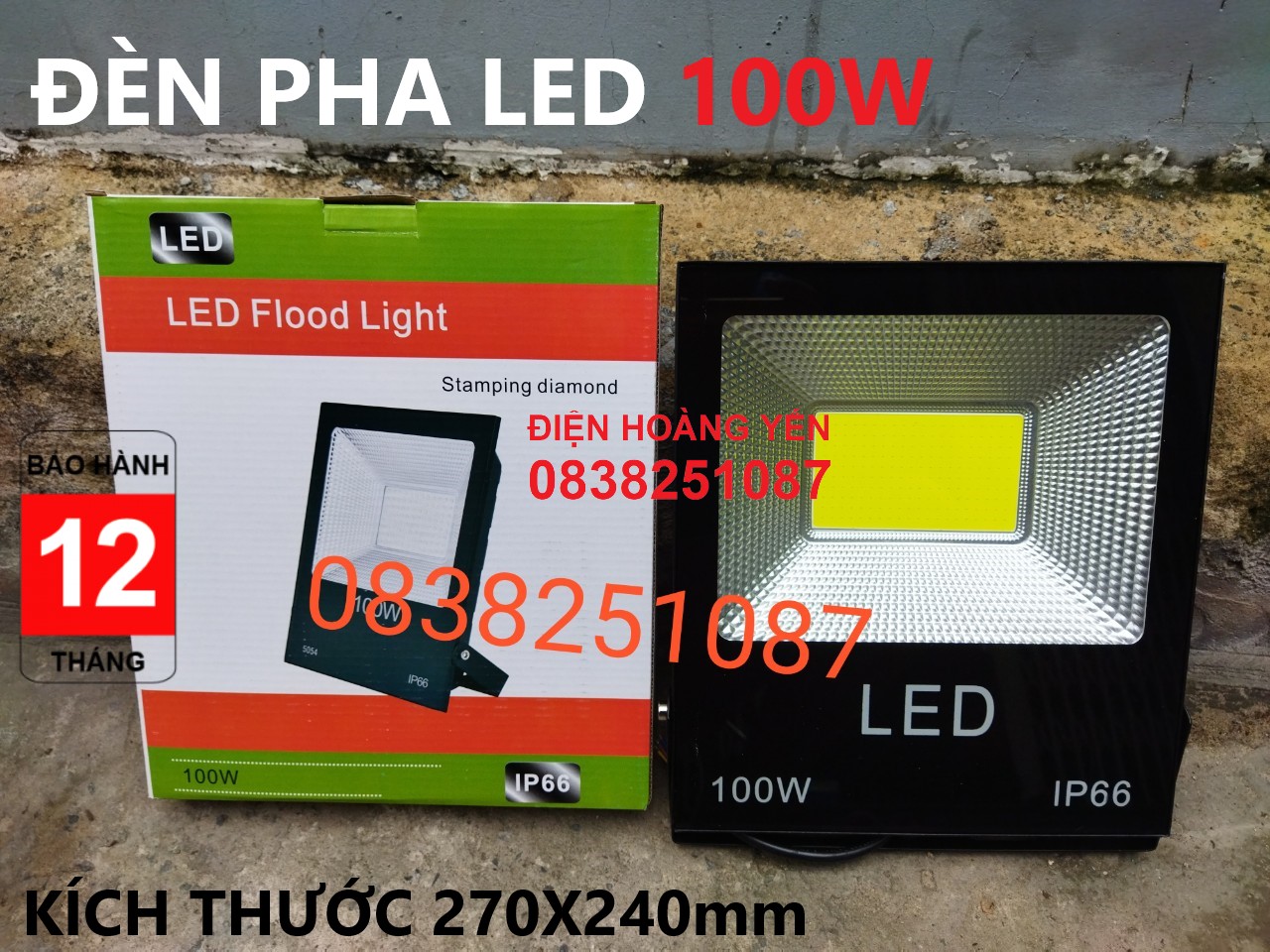 [HCM]Đèn Led Pha - 100W IP66 Ngoài Trời công suất 220V - Chống Bụi Chống Nước - Độ Bền Cao