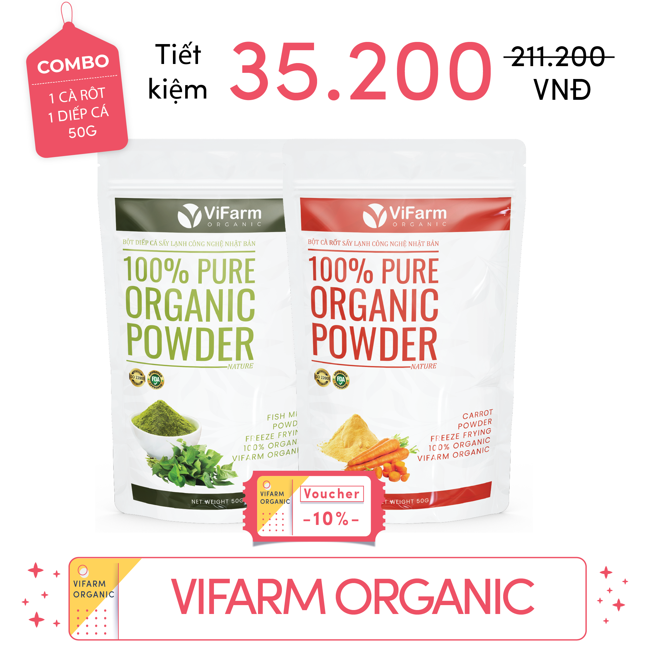 Bột Cà Rốt Nguyên Chất ViFarm 50g