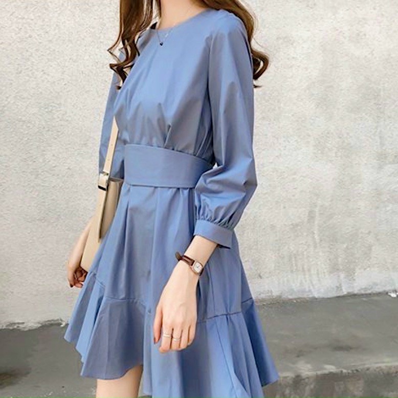 Đầm đuôi cá phối dây sọc 2 màu