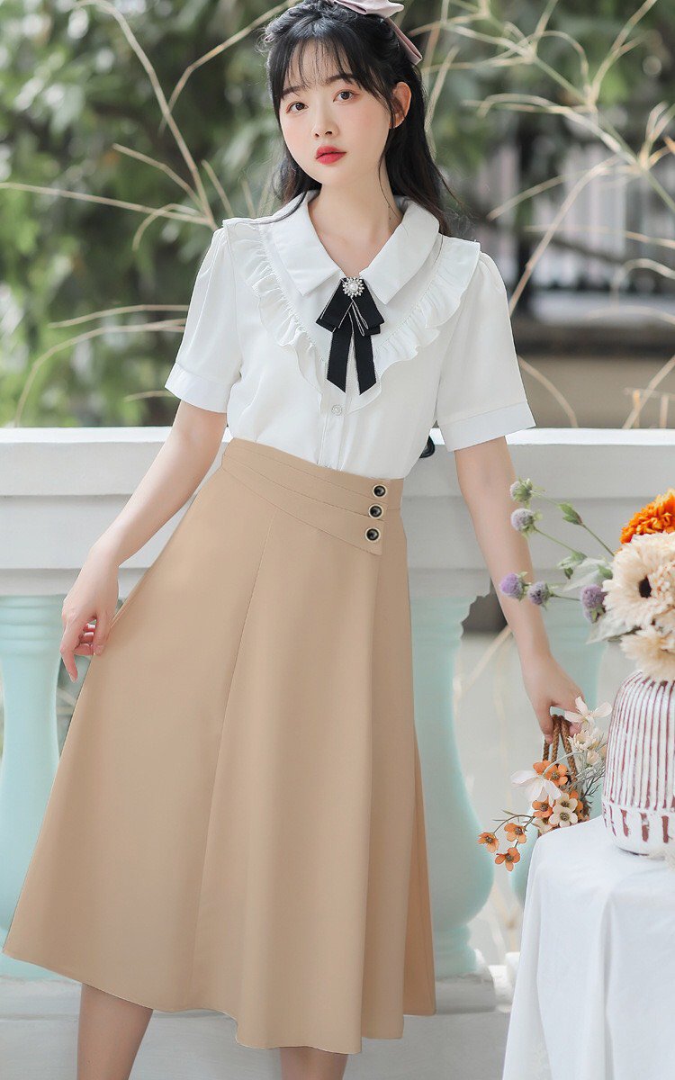 Chân Váy Xòe  PHỐI NÚT DÀI 67-70CM Màu Mới❣️[TẾT-CHÂN VÁY CÔNG SỞ ĐẸP-ĐỒ MẶC TẾT]
