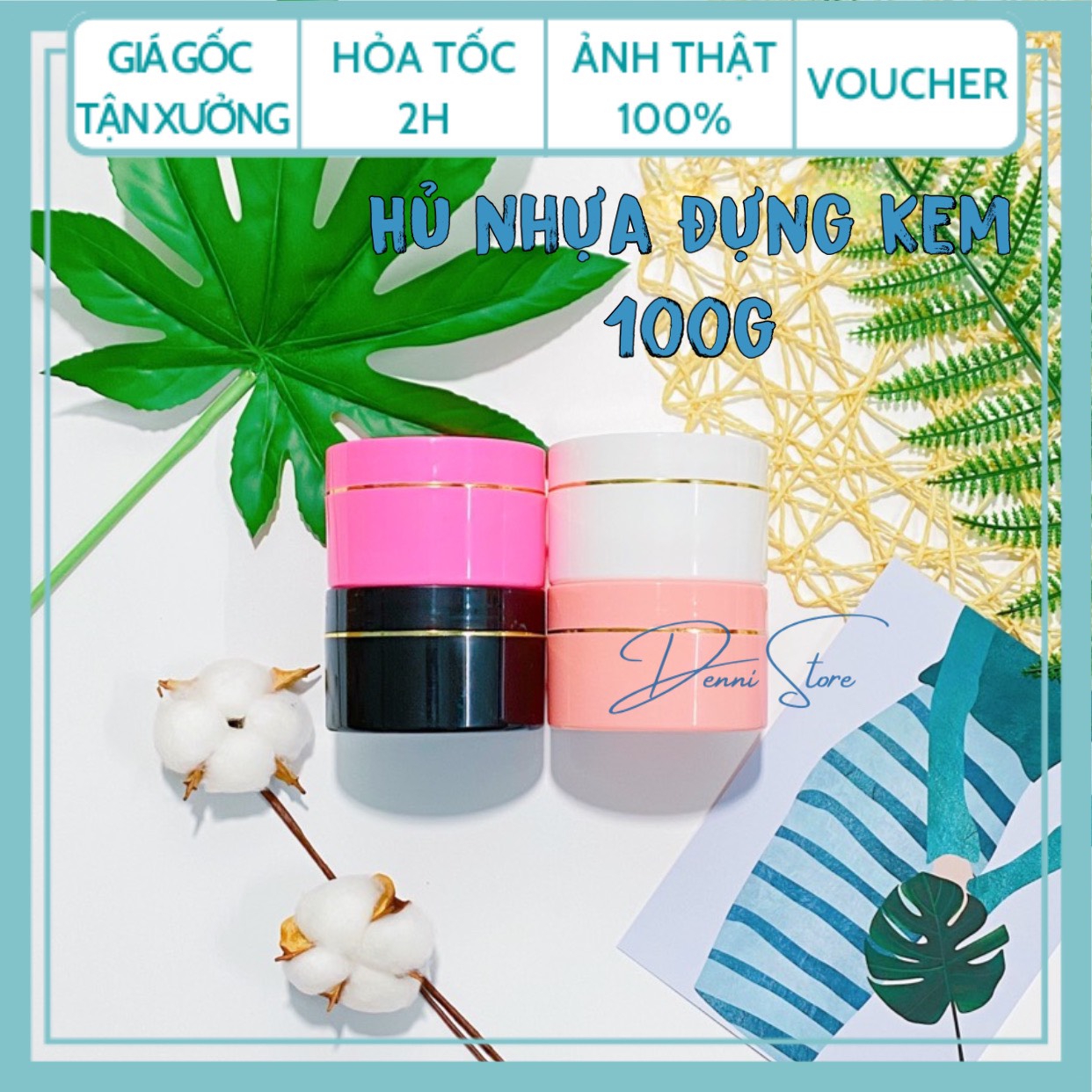 Hủ Nhựa Đựng Kem Body 100g Nhiều Màu - mỹ phẩm Denni