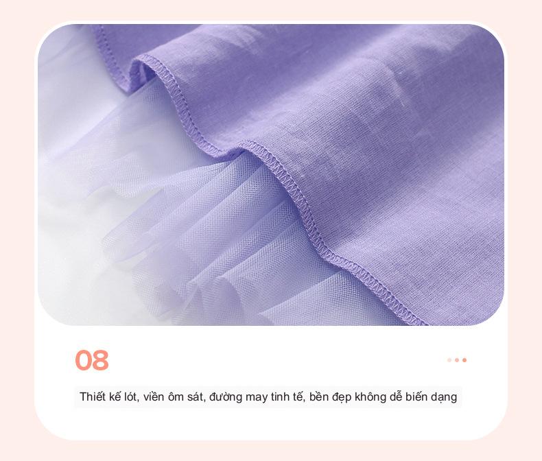 Chân váy Little Maven bé gái tím lưới