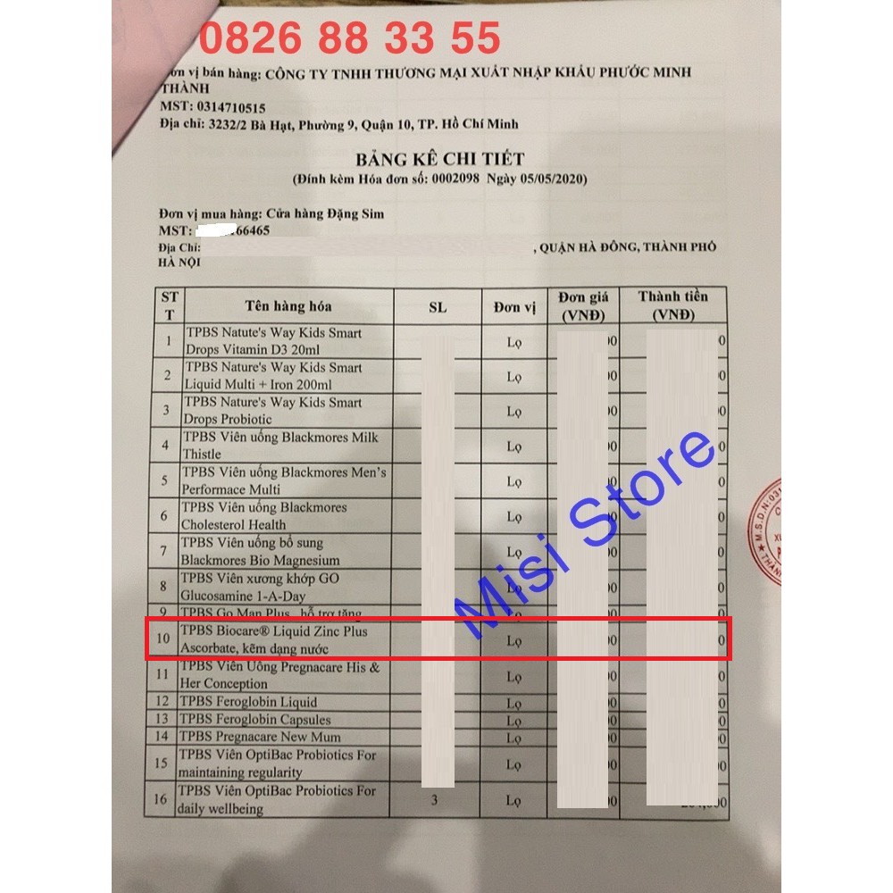 Kẽm nước dạng giọt Liquid Zinc plus BioCare ( Kẽm Nước UK )
