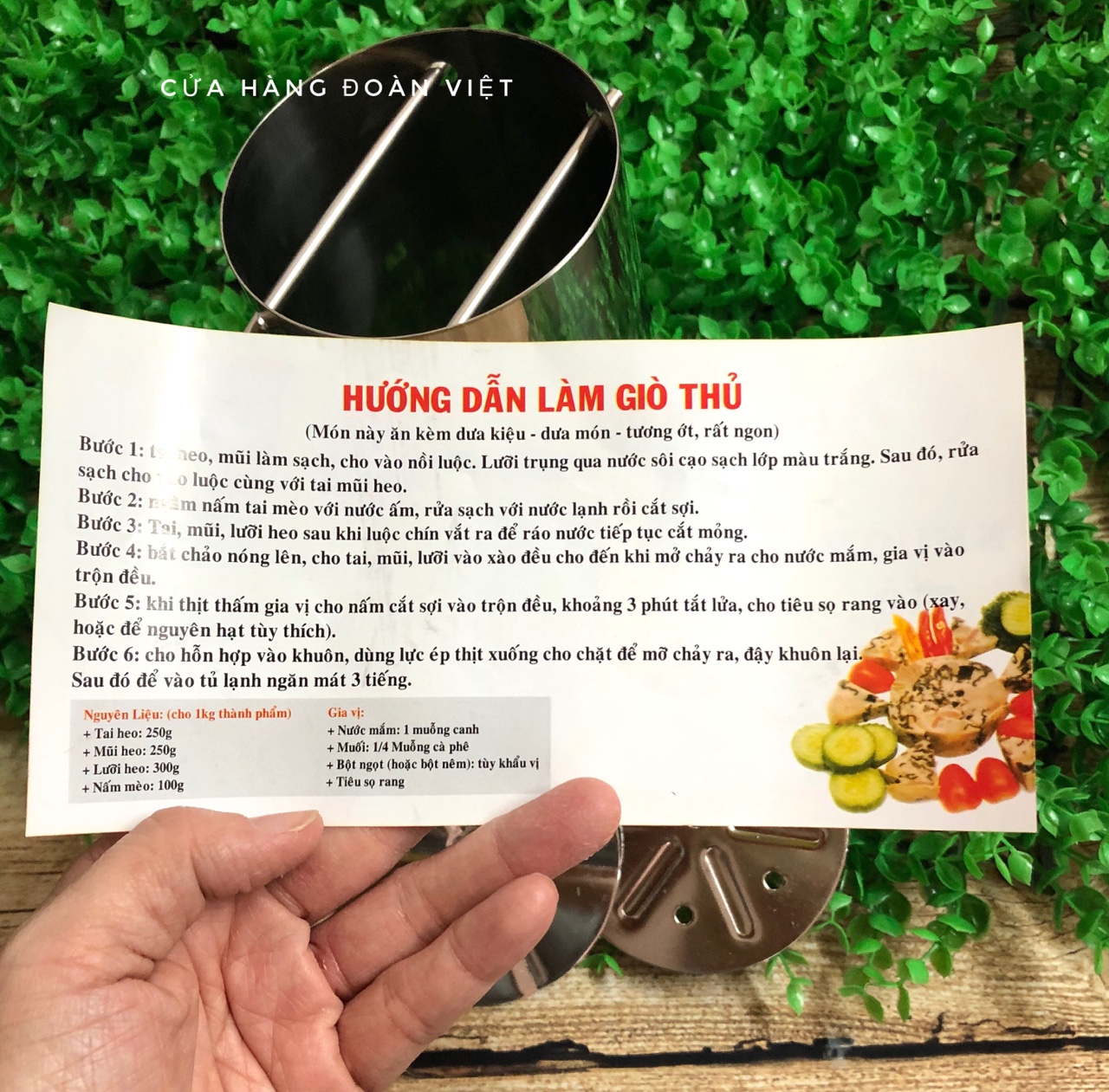 Khuôn Làm Giò Thủ Kèm CÔNG THỨC -1kg/ 0,5kg - Dụng cụ làm Chả Lụa, Giò xào, Chả Lạnh, Chả bò thịt nguội TRUYỀN THỐNG - Khuôn giò thủ INOX. Đồ Gia Dụng nhà bếp, Dụng cụ pha chế, Khuôn làm bánh và nguyên liệu