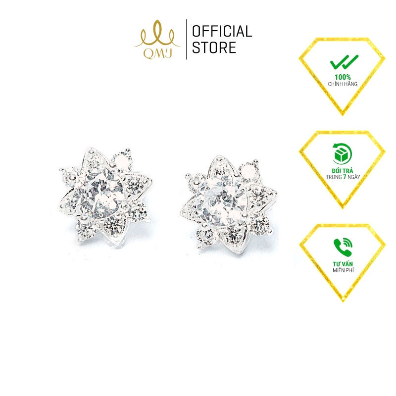 QMJ Bông tai bạc hoa hải liên duyên dáng nạm đá tấm sáng phù hợp với cô nàng thích trang sức đẹp - QKL1830