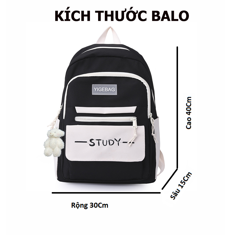 Balo Nữ Đi Học Đi Chơi Dễ Thương Chất Vải Chống Thấm Nước Có Ngăn Đựng Laptop Balo Study