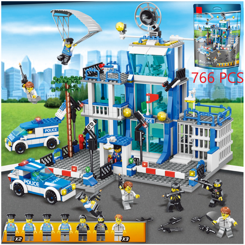 Bộ Đồ Chơi Xếp Hình Lego Trụ Sở Police, Lego Xe Swat, Lego Chiến Hạm