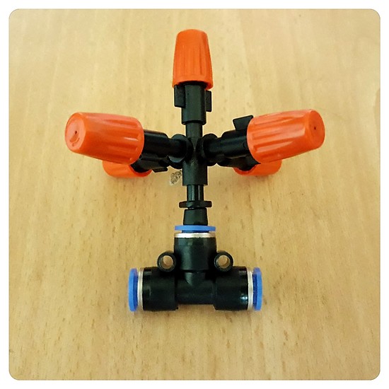 5 Béc tưới phun sương 5 hướng cam kèm đầu nối ống hơi 8mm nối tiếp