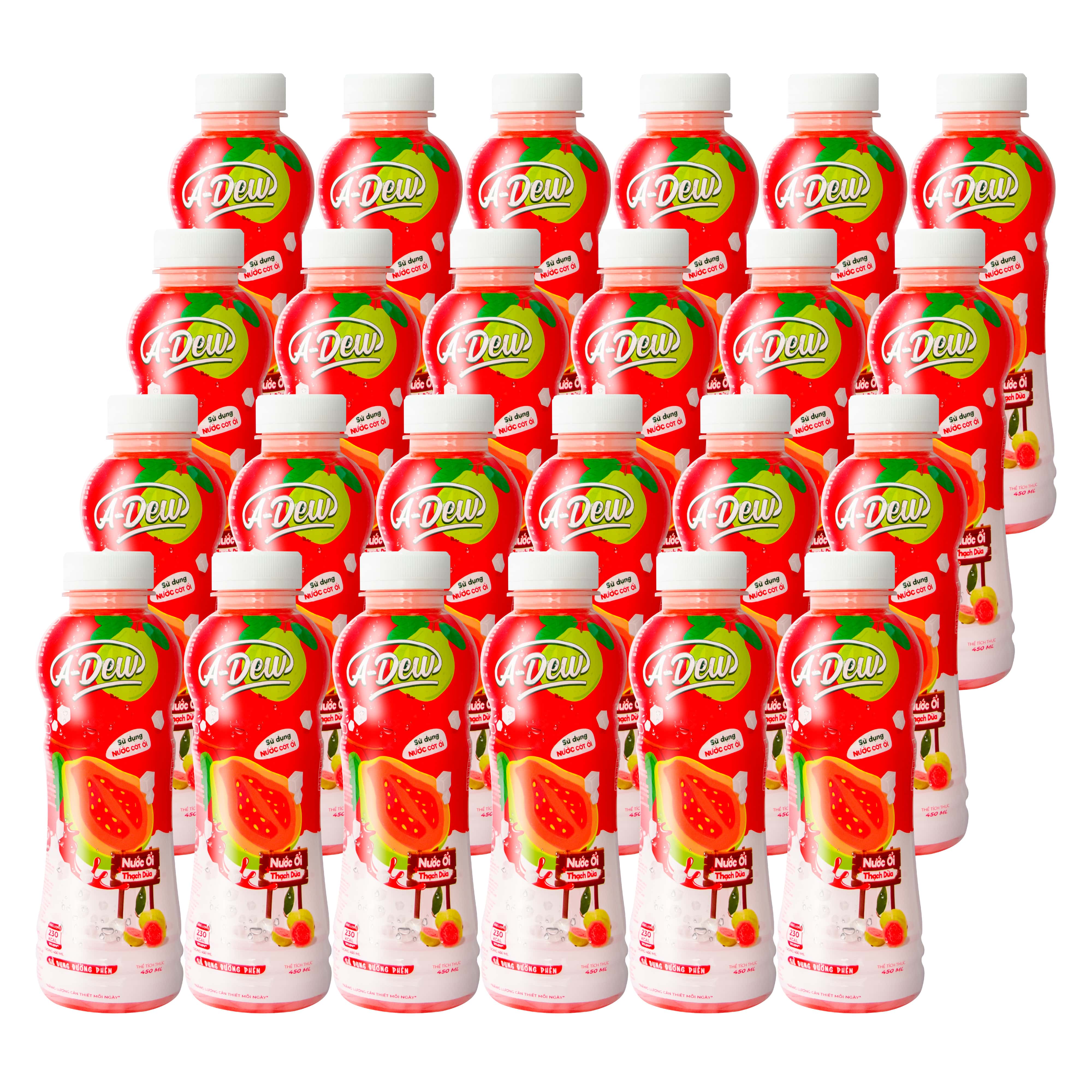 Nước Trái Cây Ổi Thạch Dừa A-Dew Chai 450ml (Thùng 24 Chai)