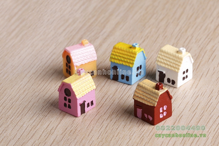 Mô hình ngôi nhà mini sắc màu phụ kiện làm tiểu cảnh Terrarium cây cảnh mini