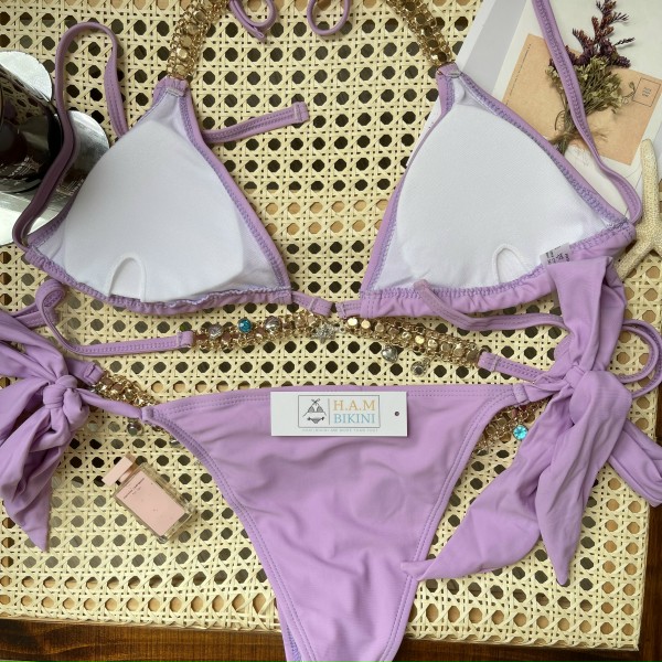 HAM83 Bikini 2 mảnh Cột nơ đính đá
