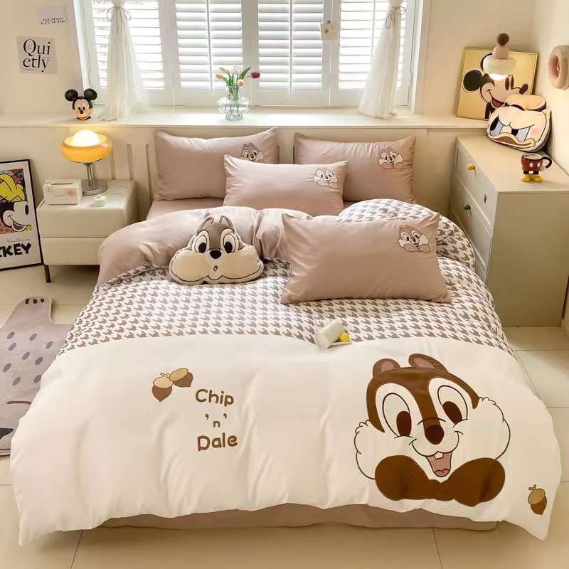Set 5 Món Vỏ Chăn Ga Gối Phi Lụa Mickey Mouse Hàng Nhập Khẩu