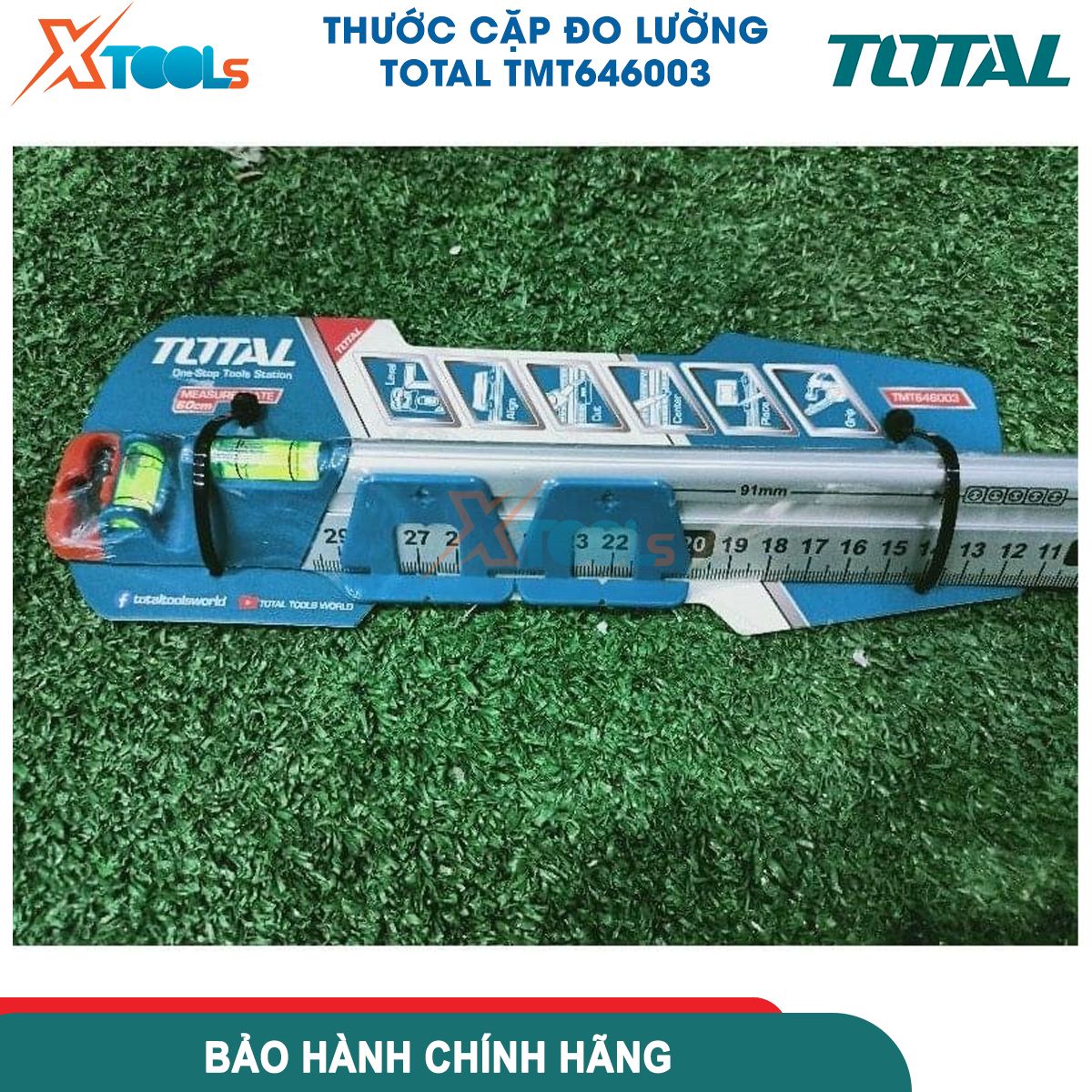 Thước cặp đo lường TOTAL TMT646003 chiều dài 60cm, thước nhôm 2 nút trượt dễ đọc, cấu trúc tam giác mạnh mẽ  XTOOLs