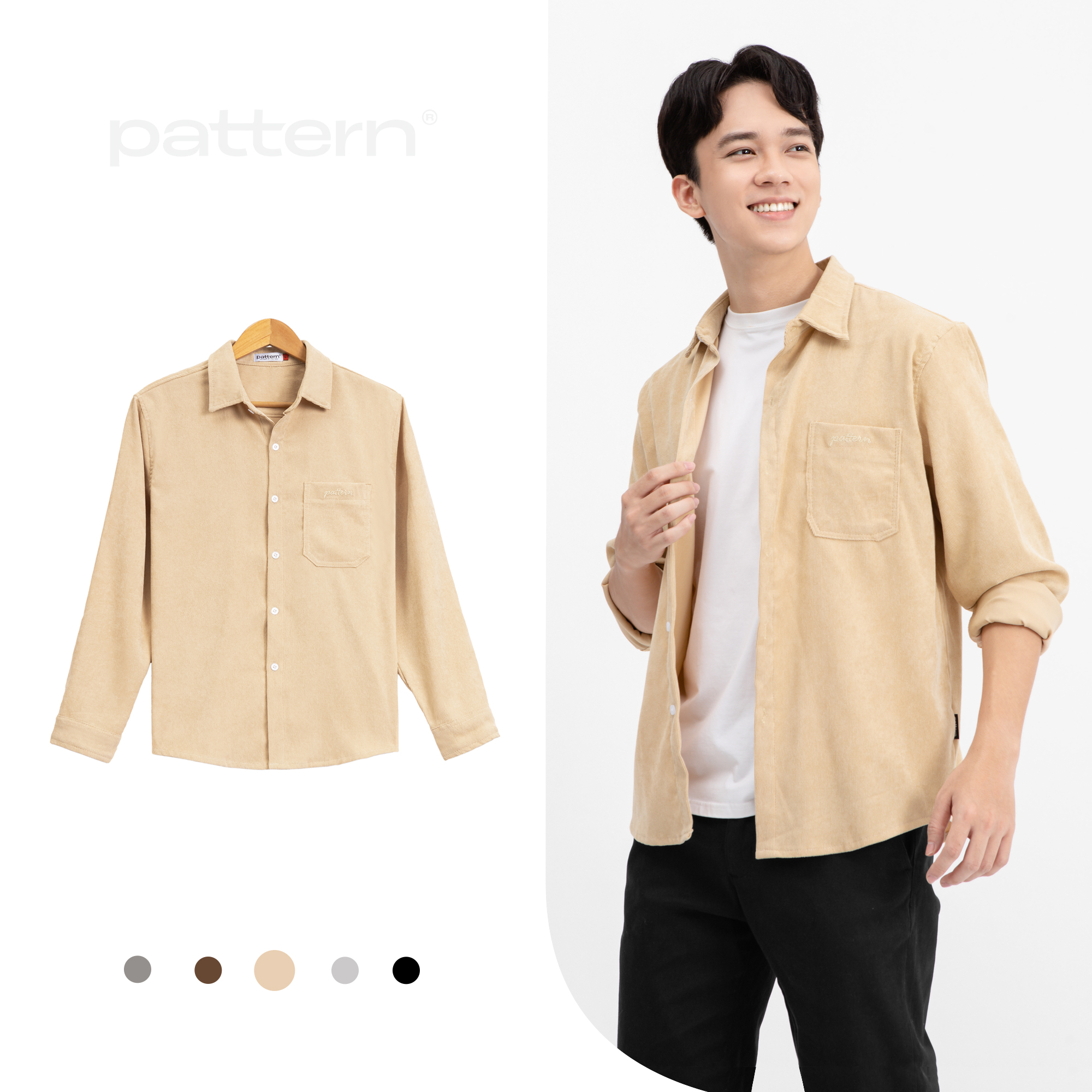 Áo sơ mi nhung tăm thêu PATTERN PA016