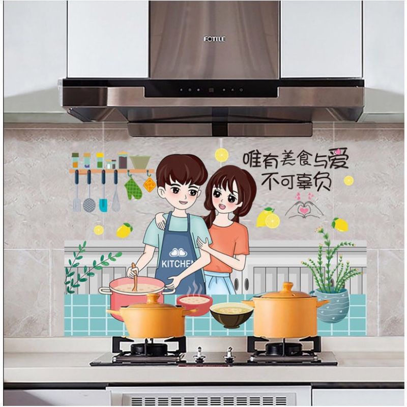 Decal dán bếp chống dầu mỡ (kích thước 60cm x 90cm)
