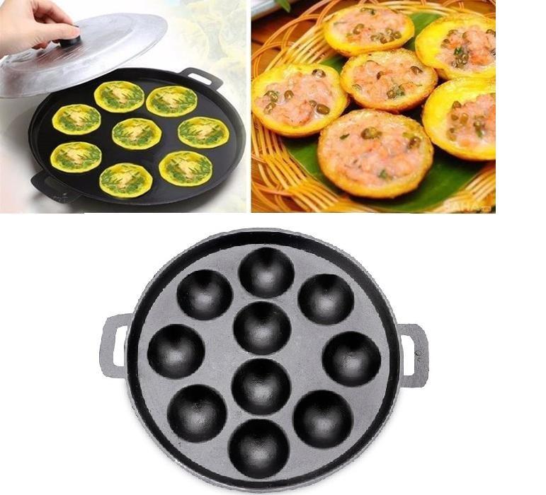 Khuôn làm bánh khọt 10 lỗ cho gia đình sử dụng dược cho tất cả các loại bếp,bếp ga,bếp than ( THÁI SƠN )