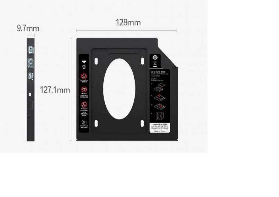 Khay ổ cứng Laptop CADDY BAY 9.5mm UGREEN 70657 Chính Hãng