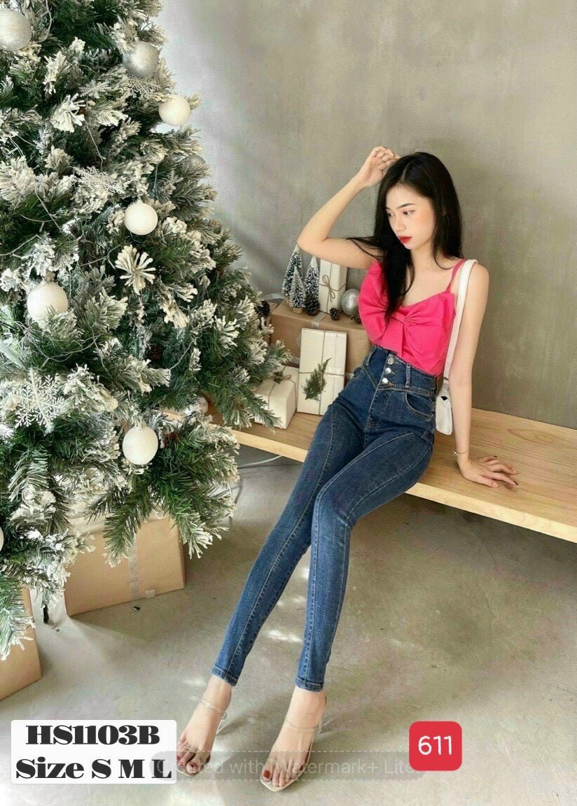 [HCM]Quần jean nữ ôm body - quần jean nữ lưng cao co giãn - quần jean nữ cạp cao kiểu mới 2021 siêu hot thời trang cao cấp binstore94 bs611