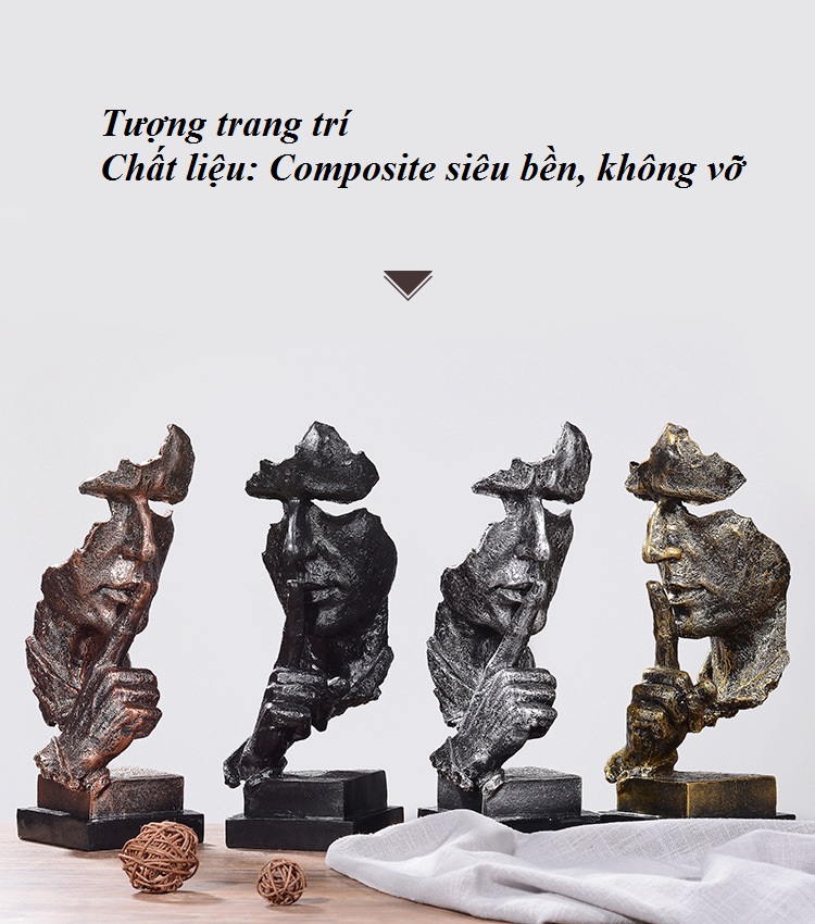 Tượng Đương đại trang trí nhà cửa decor mặt người tư thế im lặng , giúp chúng ta khi nóng vội kìm chế bản thân, tốt đẹp