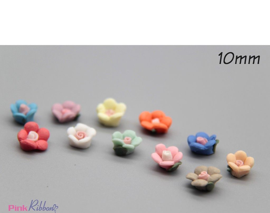 Hoa gốm nhí cỡ 10mm - Set 10 bông