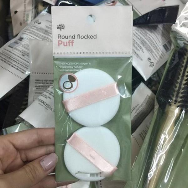Set Bông phấn nước Round flocked Puff - 2 miếng TRẮNG - Tròn