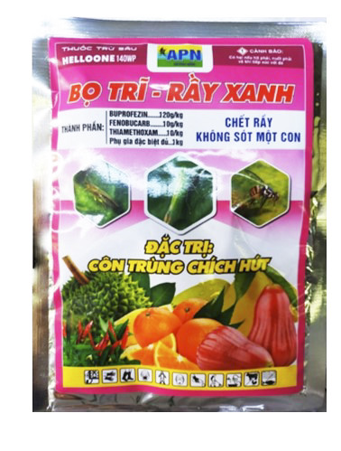 BỌ TRĨ - RẦY XANH 140WP (gói 120g bột) - quản lý côn trùng chích hút (ruồi vàng, rầy nâu, rầy mềm, rệp sáp...)
