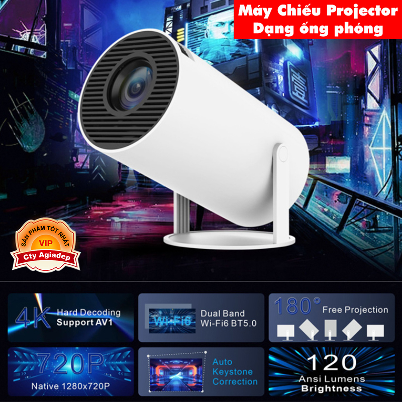 Máy chiếu Projector GIORMANI Y300 (nhỏ gọn tiện mang đi, xem phim, làm việc) - Dạng ống phóng