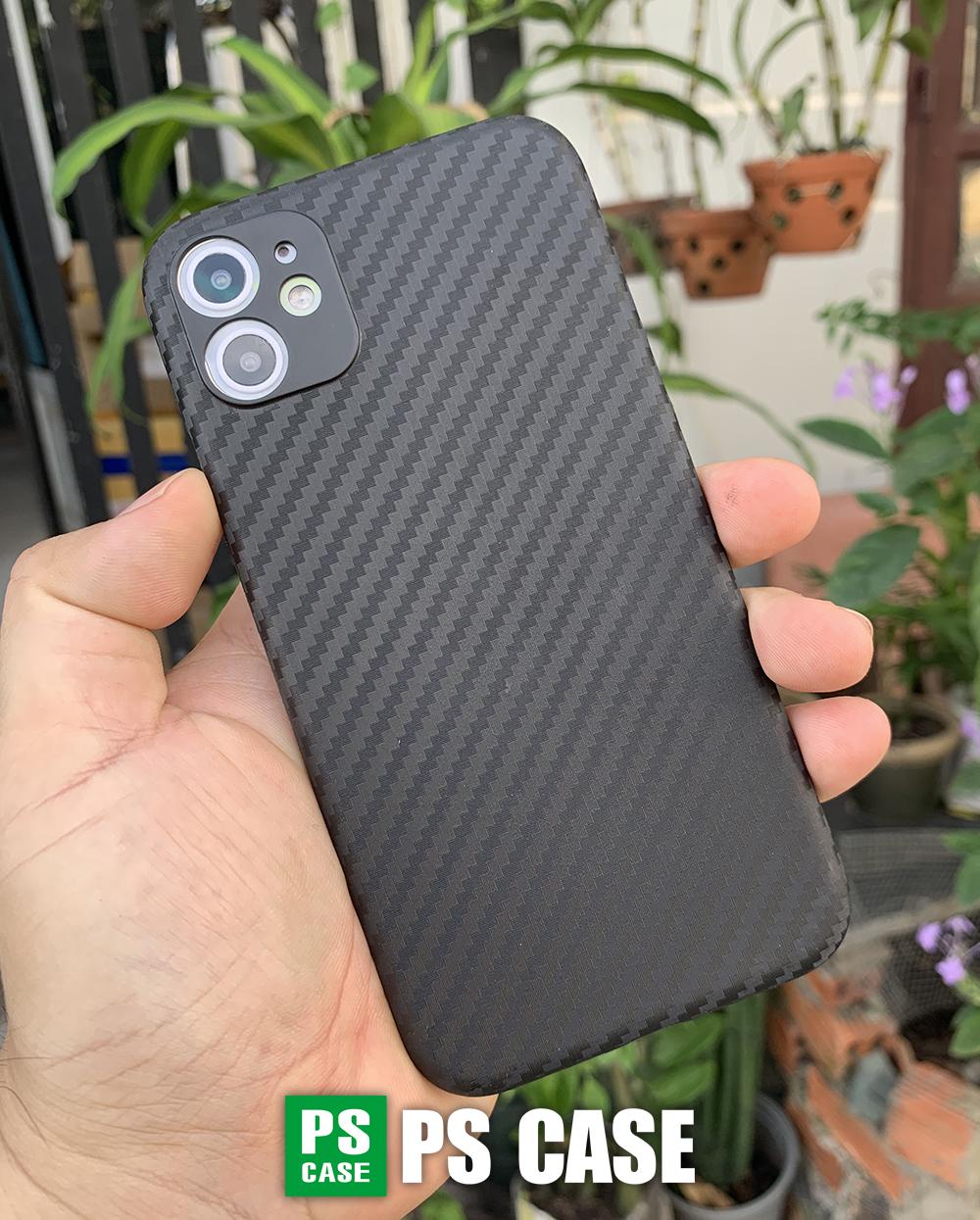 Ốp lưng siêu mỏng, vân carbon dành cho iPhone 11 - Màu đen - PS Case Phân Phối