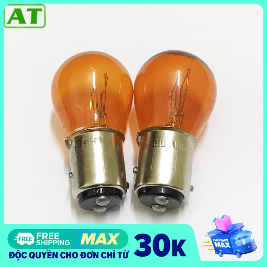 Combo 2 Bóng Đèn Xi Nhan Ô Tô Màu Vàng 2 Tóc 12V 21/6W Đui Cài