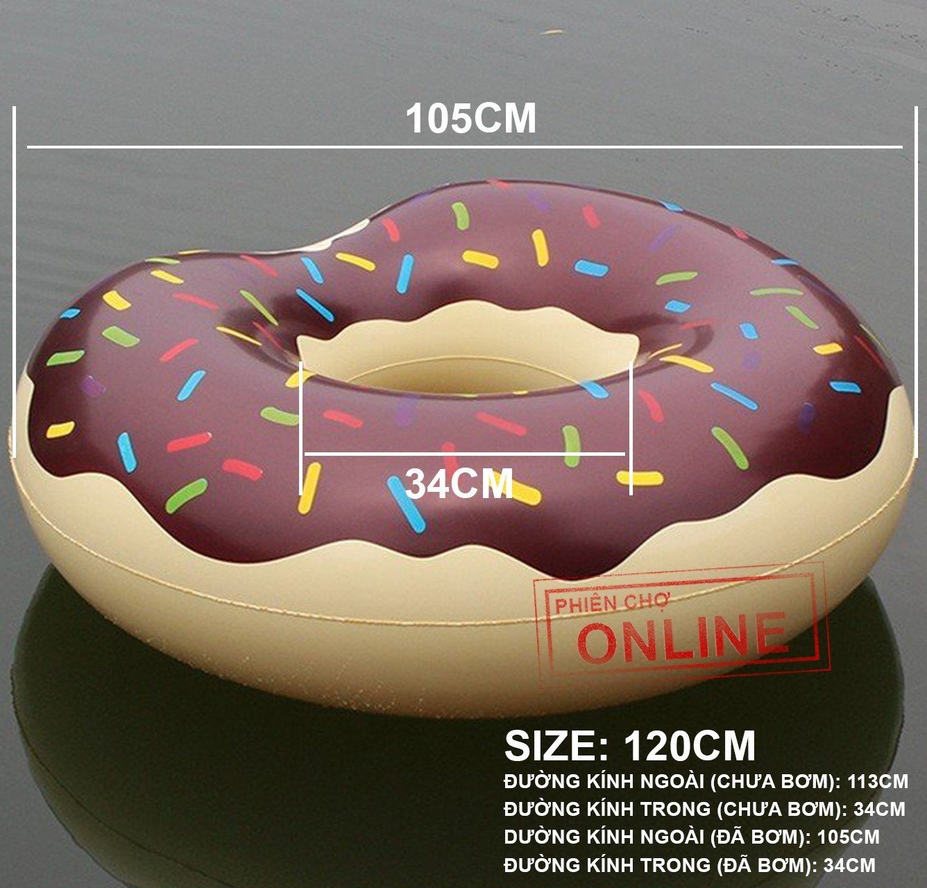[HCM]PHAO BƠI TRÒN HÌNH BÁNH DONUT (Màu Nâu)