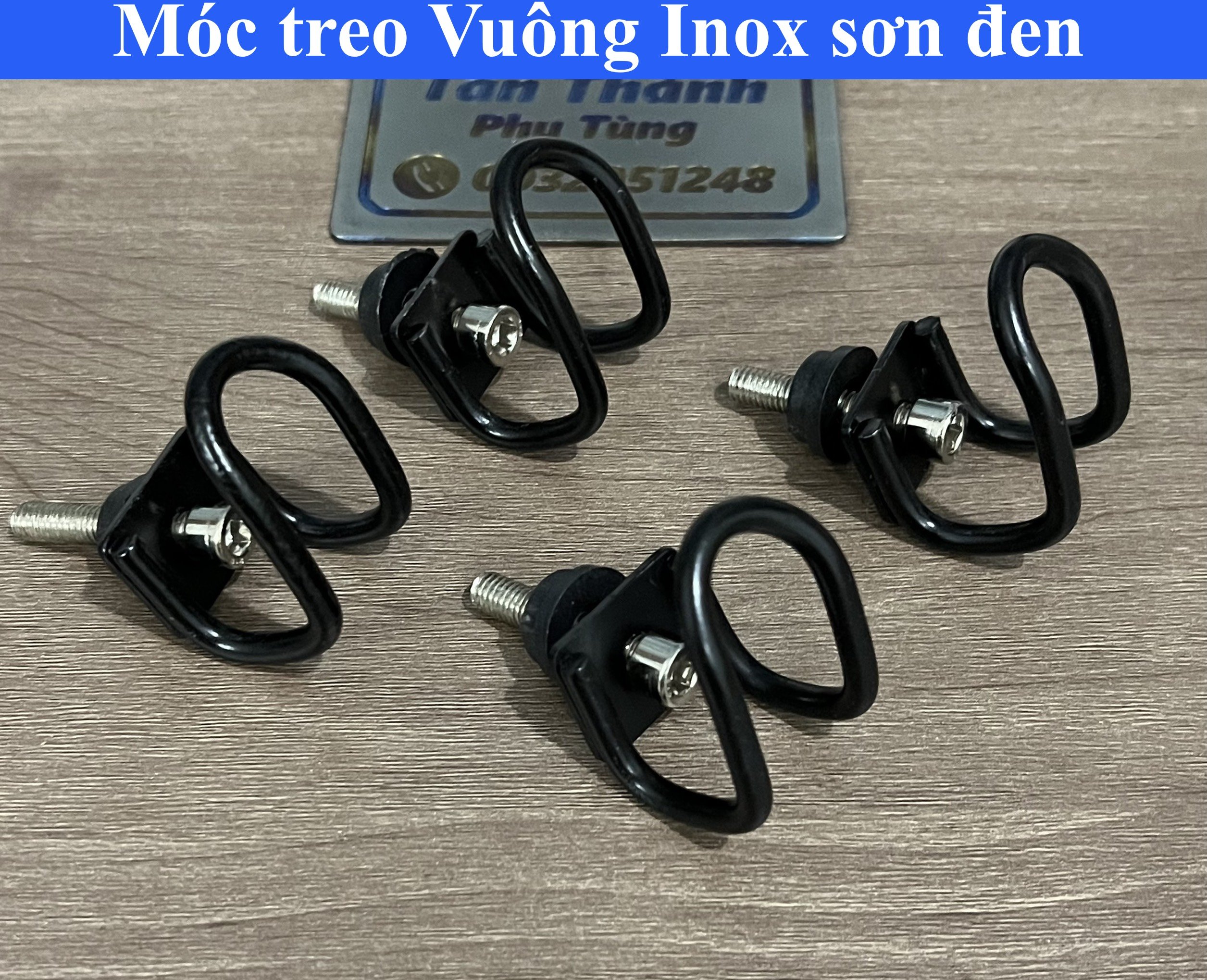 Móc treo xe máy Kiểu Vuông,Chữ U Inox sơn đen- 1 cái
