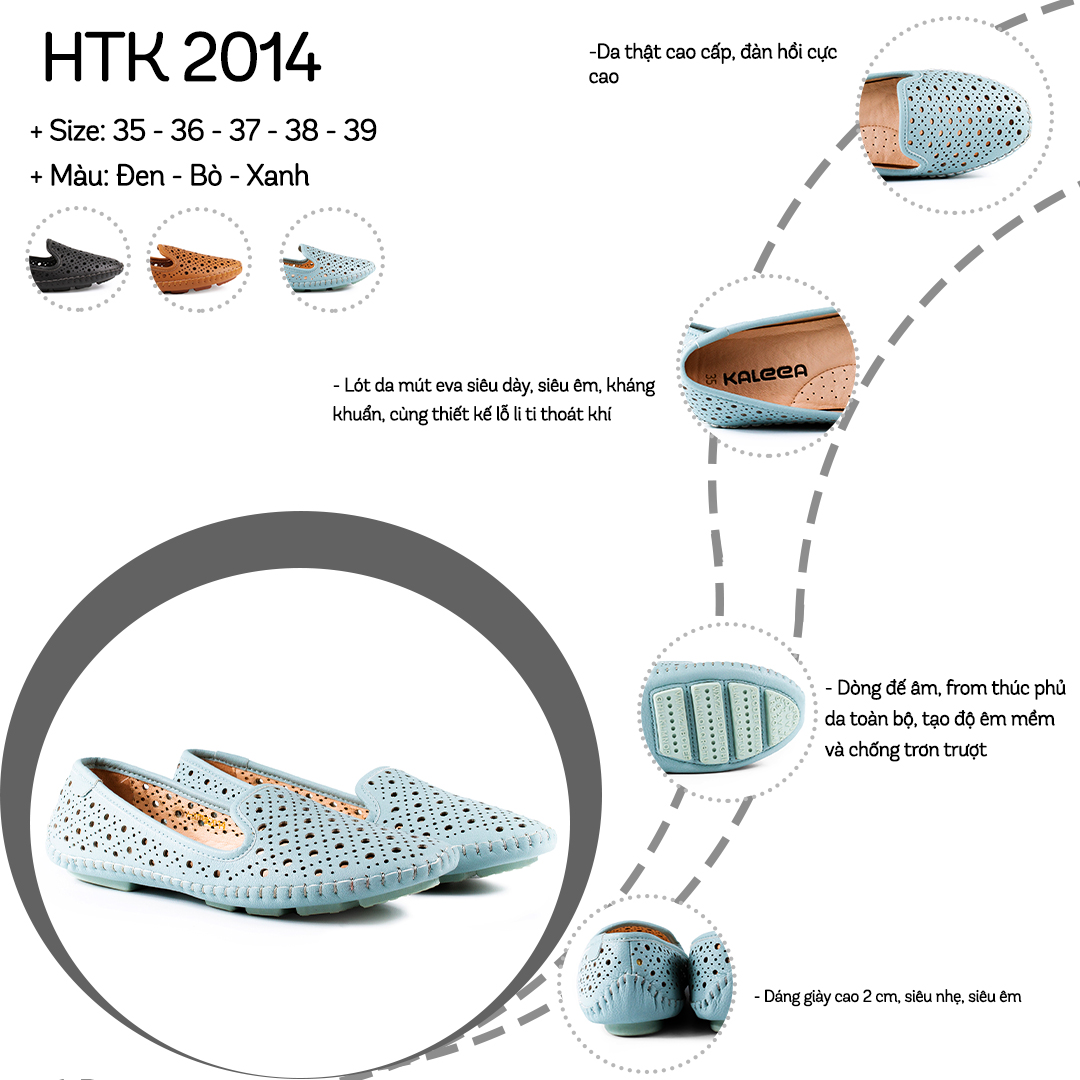 Giày slipon da bò thật siêu nhẹ phom thúc êm thoát khí HTK2014
