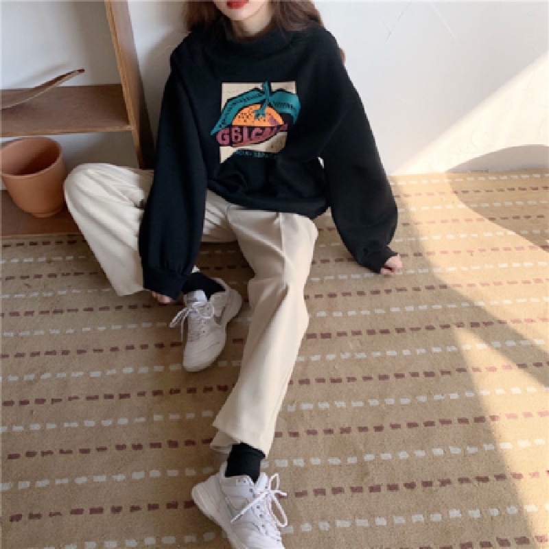Áo Sweater Cam Chất Nỉ Form Rộng Unisex