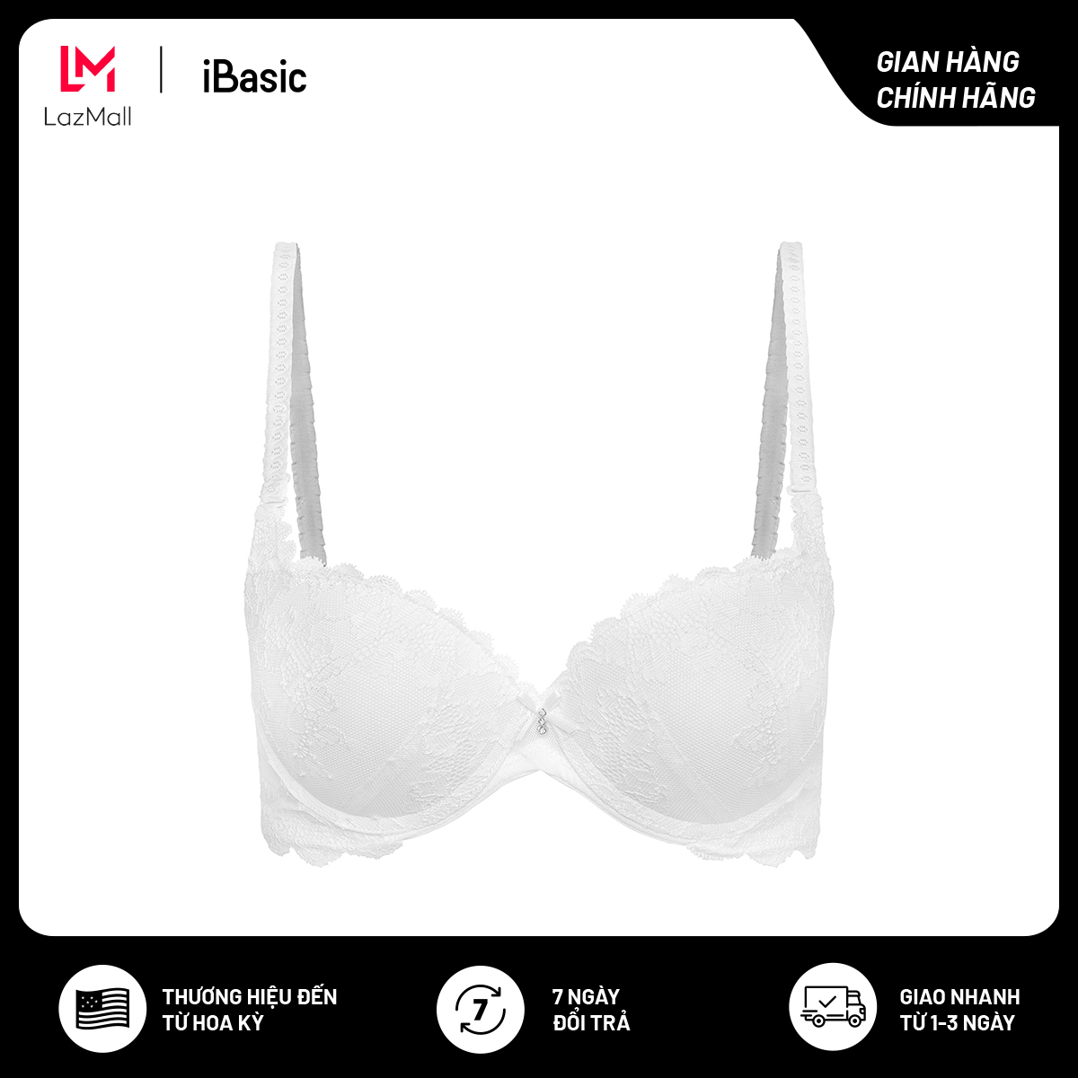 Áo ngực nữ mút dày phối ren iBasic BRAW073