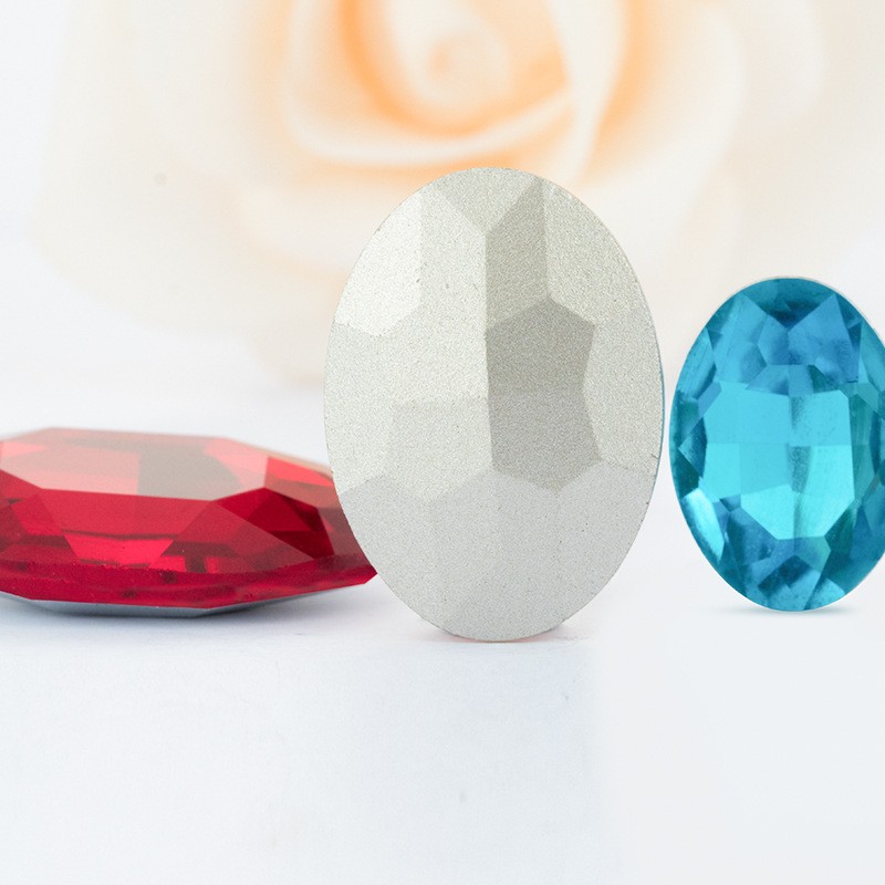 Set 10 Viên Đá Khối Hình Oval Chân Bạc Đính Móng