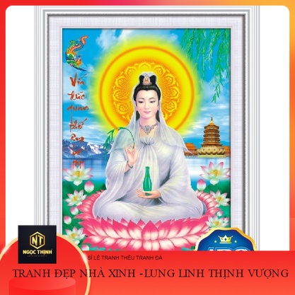 Tranh đính đá 5d tự làm quan âm bồ tát . kích thước: 50cm x 38cm